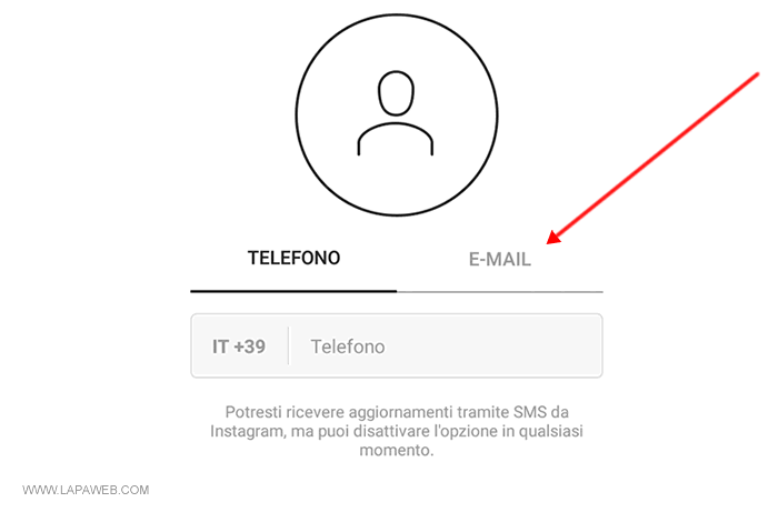 l'iscrizione tramite email o il numero di telefono cellulare