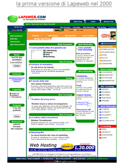 la prima versione storica di Lapaweb nel luglio del 2000