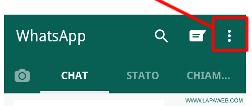 aprire il MENU PRINCIPALE di Whatsapp